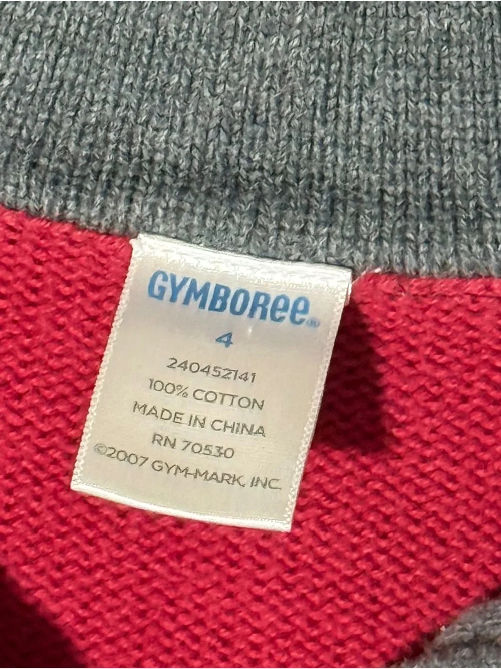 Gymboree 2007 Y2K Red Argyle Quarter Zip Sweater Size 4 Kids